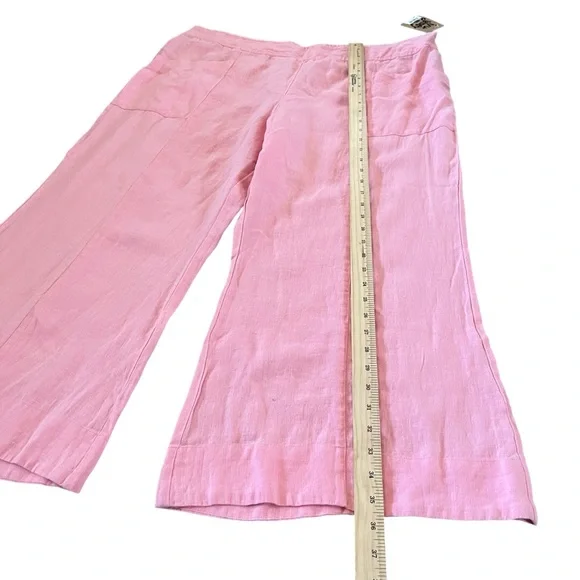 Ivy Jane Pink 100% Linen High Waisted Wide Leg Crop Pants - Size XL - Picture 9 of 10